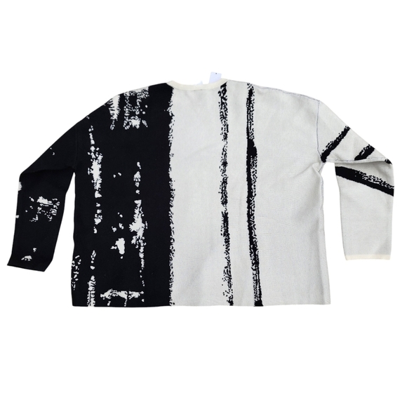 Marla Wynne Wynne Collection Soft KNIT Painted Jacquard Sweater black size Med. - Picture 3 of 7